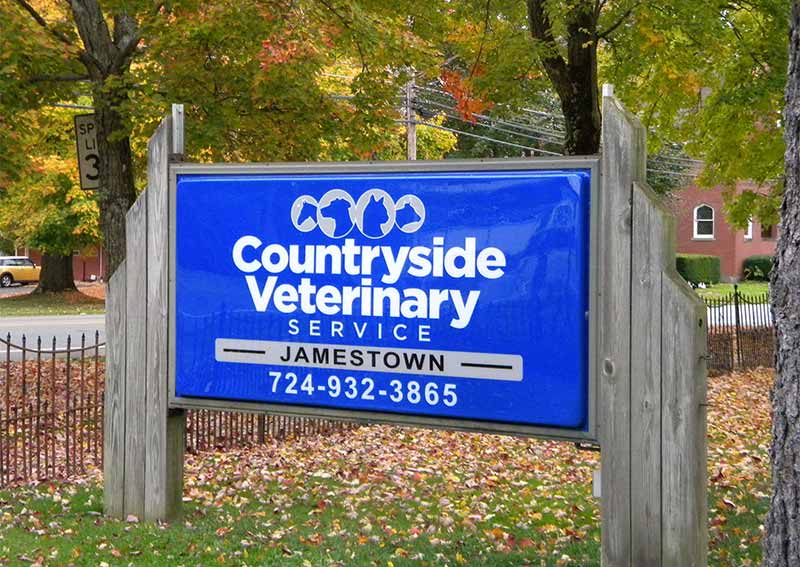 Carousel Slide 1: Countryside Veterinary Service - Jamestown Exterior Sign